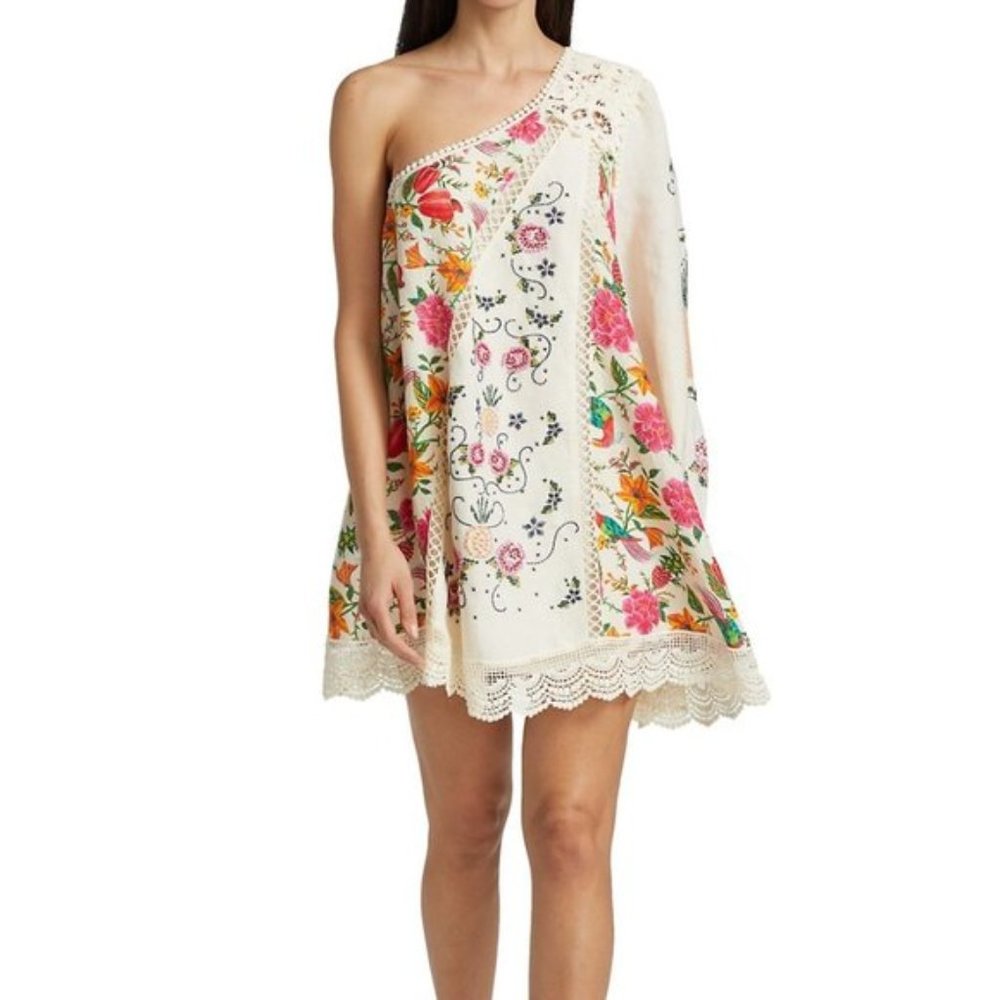 Farm Rio Toucan's Garden One-Shoulder Printed Dress